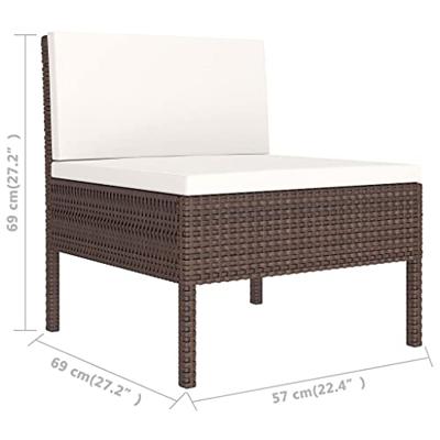 2-delige Loungeset met kussens poly rattan bruin 2-delige Loungeset met kussens poly rattan bruin