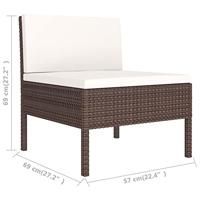2-delige Loungeset met kussens poly rattan bruin - thumbnail
