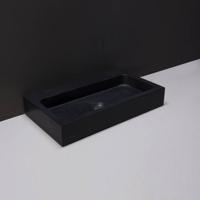 Wastafel Forzalaqua Taranto Graniet Gezoet Zonder Kraangat Zwart 50x30x8 cm - thumbnail