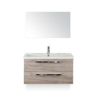 Seville Badmeubelset 100 cm - Craft Oak - Wastafel Djazz 1 kraangat - met Spiegel - thumbnail