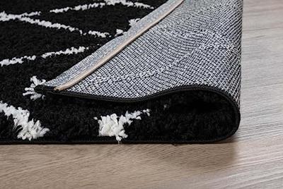 Boho&me Vierkant hoogpolig vloerkleed ruiten Habitat - zwart|wit - Boho&me Vierkant hoogpolig vloerkleed ruiten Habitat - zwart|wit -