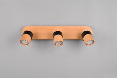 Trio Plafondlamp hout met zwartAruni 3-lichts - 801100332