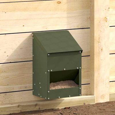 VidaXL Kip voerbak olijf groen 21 x 16 x 33 cm koudgewalst staal