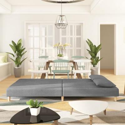 Slaapbank 2-zits met 2 kussens stof lichtgrijs Slaapbank 2-zits met 2 kussens stof lichtgrijs