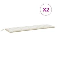 Tuinbankkussens 2 st 180x50x7 cm stof gemleerd crmekleurig - thumbnail