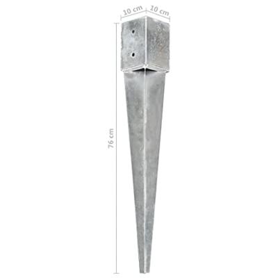 VidaXL Grondpinnen 6 st 10x10x76 cm gegalvaniseerd staal zilverkleurig