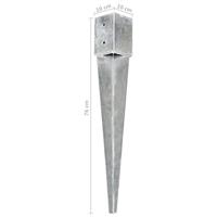 VidaXL Grondpinnen 6 st 10x10x76 cm gegalvaniseerd staal zilverkleurig - thumbnail