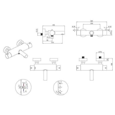 Wiesbaden Style thermostatische badmengkraan cooltouch mat-zwart