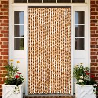VidaXL Vliegengordijn 90x220 cm chenille oker en wit - thumbnail