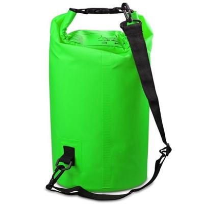Outdoor waterdichte één schoudertas droge zak PVC vat tas capaciteit: 15L (groen)
