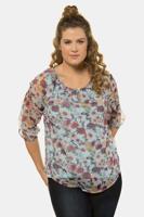 Ulla Popken Tuniek, regular, dubbellaags, transparant chiffon, 3/4 mouwen - Grote Maten - thumbnail