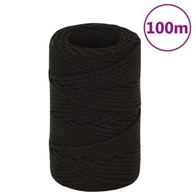 VidaXL Werktouw 2 mm 100 m polyester zwart VidaXL Werktouw 2 mm 100 m polyester zwart