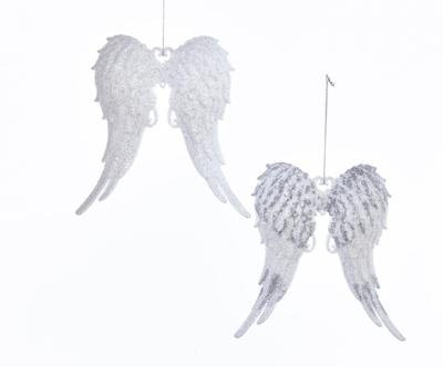 White With Silver Glitter Angel Wings 14,5 cm ASS kerstbal kerst Kurt S. Adler - Kurt s adler