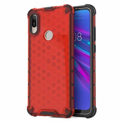 Honingraat schokbestendig PC + TPU Case voor Huawei Y6 (2019) (rood)