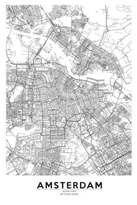 Poster - Amsterdam, City Map, 57.22N 4,54E, Plattegrond