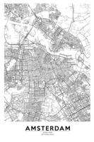Poster - Amsterdam, City Map, 57.22N 4,54E, Plattegrond - thumbnail