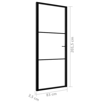 VidaXL Binnendeur 83x201,5 cm esg-glas en aluminium zwart