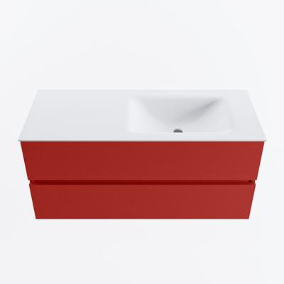 MONDIAZ VICA 110cm badmeubel onderkast Fire 2 lades. Wastafel CLOUD rechts zonder kraangat, kleur Talc.