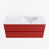 MONDIAZ VICA 110cm badmeubel onderkast Fire 2 lades. Wastafel CLOUD rechts zonder kraangat, kleur Talc. - thumbnail