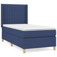Boxspring met matras stof blauw 90x190 cm - thumbnail