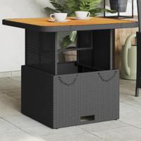 Tuintafel 80x80x71 cm poly rattan en acaciahout zwart - thumbnail