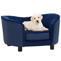 VidaXL Hondenbank 69x49x40 cm pluche en kunstleer blauw - thumbnail