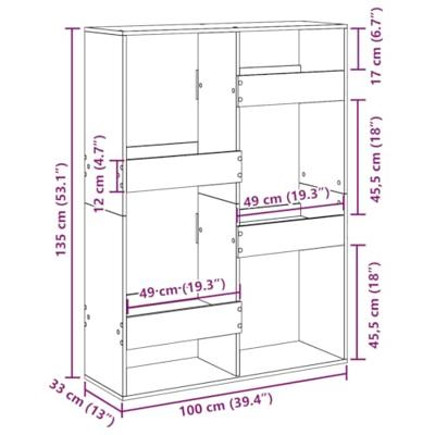 Boekenkast 100x33x135 cm bewerkt hout bruin eikenkleurig