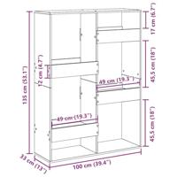 Boekenkast 100x33x135 cm bewerkt hout bruin eikenkleurig - thumbnail