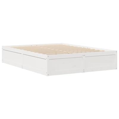Bedframe zonder matras massief grenenhout wit 140x190 cm