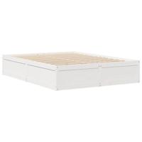 Bedframe zonder matras massief grenenhout wit 140x190 cm - thumbnail