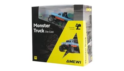 Amewi Oranje Brushed 1:64 RC auto Elektro Monstertruck Achterwielaandrijving RTR 2,4 GHz Met lichteffect, Incl. accu en laadkabel