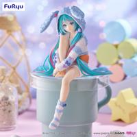 Hatsune Miku Noodle Stopper PVC Statue Hatsune Miku Rabbit Ear Hood Pajama Blue Color Ver. 14 cm - thumbnail
