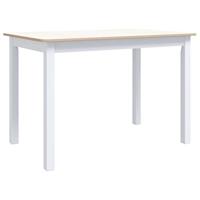 Eettafel 114x71x75 cm massief rubberwood wit en bruin - thumbnail