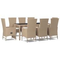 9-delige Tuinset met kussens poly rattan beige - thumbnail