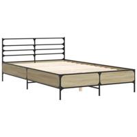 Bedframe bewerkt hout metaal sonoma eikenkleurig 140x200 cm - thumbnail