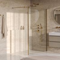 BRAUER Oblivion inloopdouche helder glas 140x200 met zijwand 30 incl. glascoating PVD goud geborsteld - thumbnail