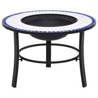 VidaXL Vuurschaal mozaïek 68 cm keramiek blauw en wit - thumbnail