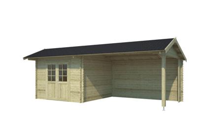 Blokhut met overkapping Maribel 680x300 Olijfgroen Geimpregneerd Outdoor Life - Outdoor life