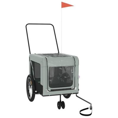 Hondenfietstrailer oxford stof en ijzer grijs en zwart - thumbnail