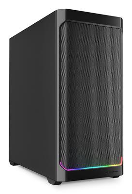 Sharkoon ak4 rgb strip midi tower behuizing (zwart | 2x usb-a | 1x usb-c | rgb)