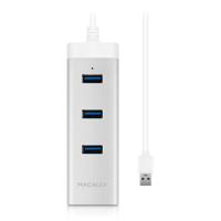 Macally U3HUBGBA aluminium 3 poorts USB 3.0 hub met Gigabit Ethernet adapter - thumbnail