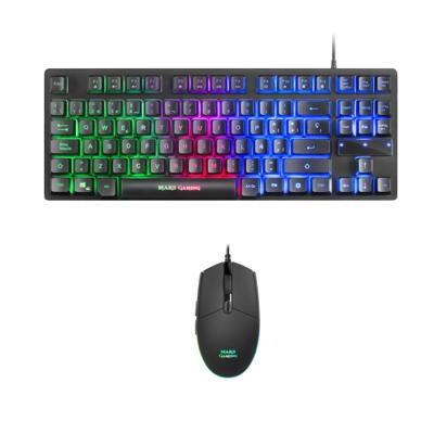 Toetsenbord met Gaming Muis Mars Gaming MCPTKLES 3200 dpi RGB Zwart Qwerty Spaans