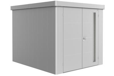 Biohort Neo 3B metalen tuinhuis zilver 236x292 cm met dubbele deur- Plat dak- Metaal- Biohort