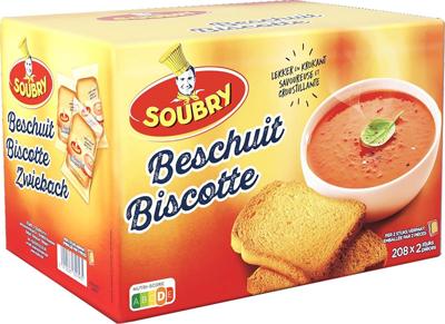 Soubry beschuiten, per 2 verpakt, doos van 208 stuks