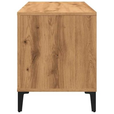 Platenkast 100x38x48 cm bewerkt hout artisanaal eikenkleur