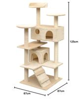 Kattenkrabpaal met sisal krabpalen 125 cm beige - thumbnail