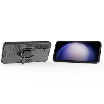 Lunso - Samsung Galaxy S24 - Armor backcover hoes met ringhouder - Zwart