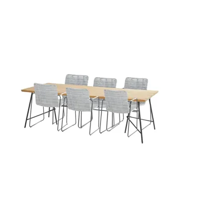 Lano diningtafel 240x100x75 met 6 Palma diningstoelen