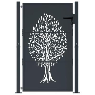 VidaXL Poort 105x130 cm met boomontwerp staal antracietkleurig