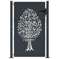 VidaXL Poort 105x130 cm met boomontwerp staal antracietkleurig - thumbnail